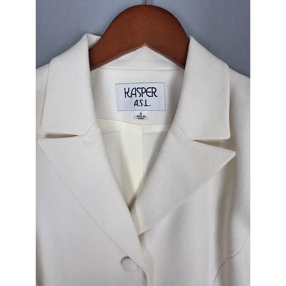 Vintage Kasper A.S.L. White Maxi Skirt Suit Size 8 Embrodiary Sequins Wedding